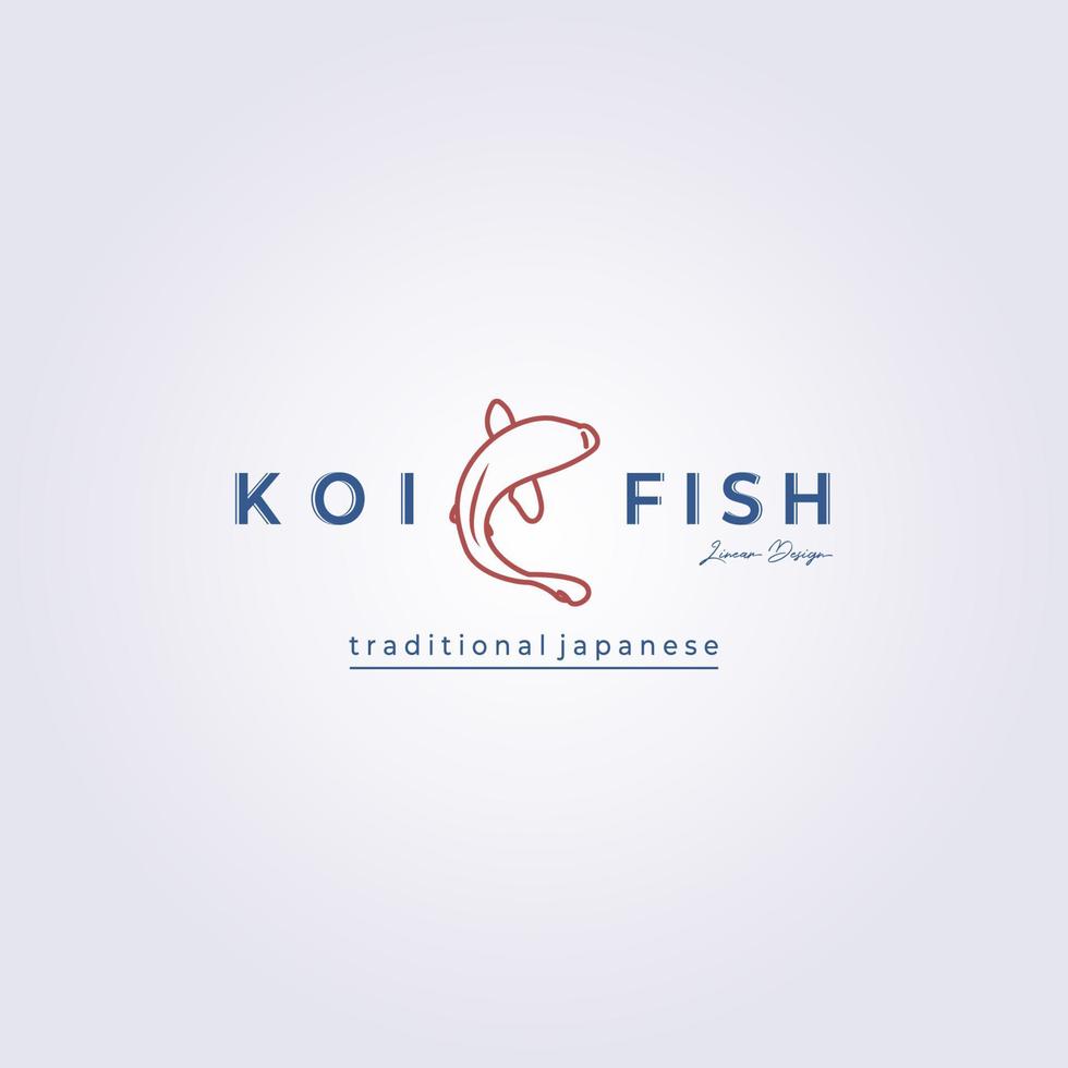 koi vissen, aziatische vissen logo vector illustratie ontwerp, vintage lijn koi vissen sjabloon pictogram symbool