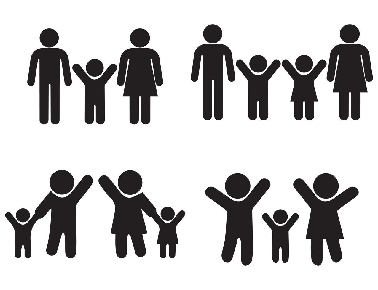 mensen familie ouders en kind icon set vector