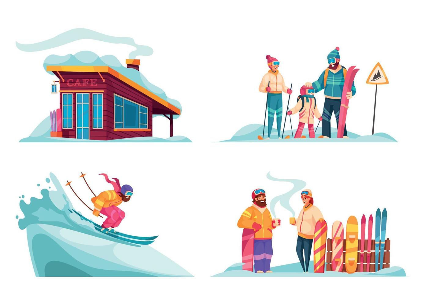winter ski resort cartoon concept vector