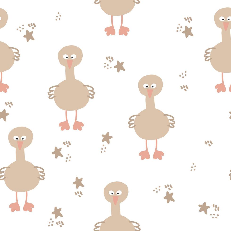 schattige gans naadloze patroon hand getrokken. , minimalisme, trending kleuren 2022. inpakpapier, textiel, achtergrond, behang. kinderen clipart, dieren, vogels. vector