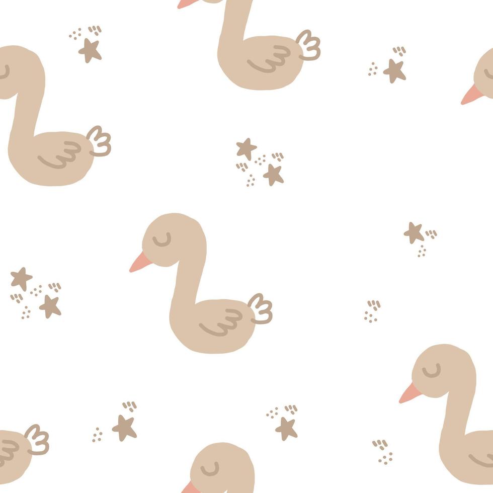 schattige gans naadloze patroon hand getrokken. , minimalisme, trending kleuren 2022. inpakpapier, textiel, achtergrond, behang. kinderen clipart, dieren, vogels. vector