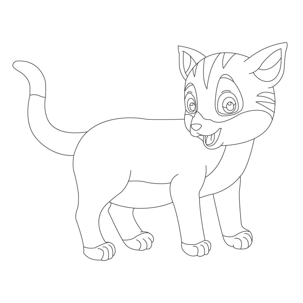 kleurplaat paginaoverzicht van schattige kat dier kleurplaat cartoon vectorillustratie vector