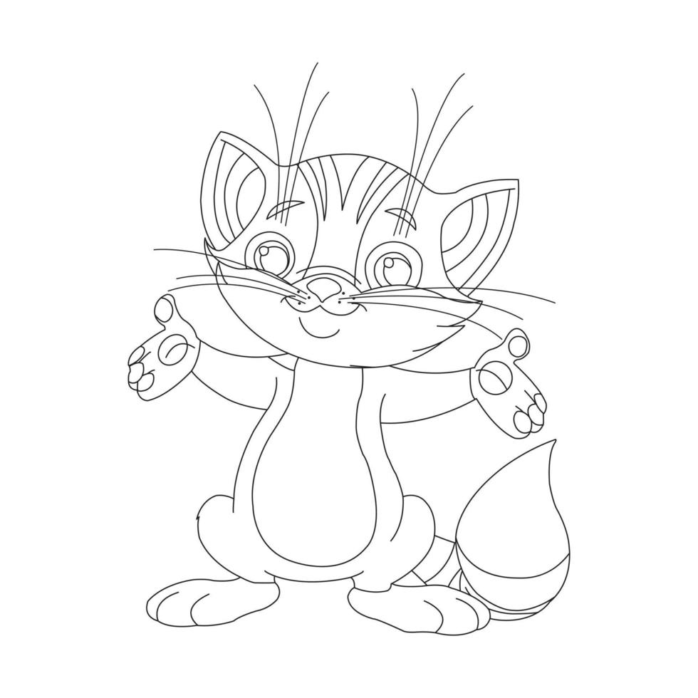 kleurplaat paginaoverzicht van schattige kat dier kleurplaat cartoon vectorillustratie vector