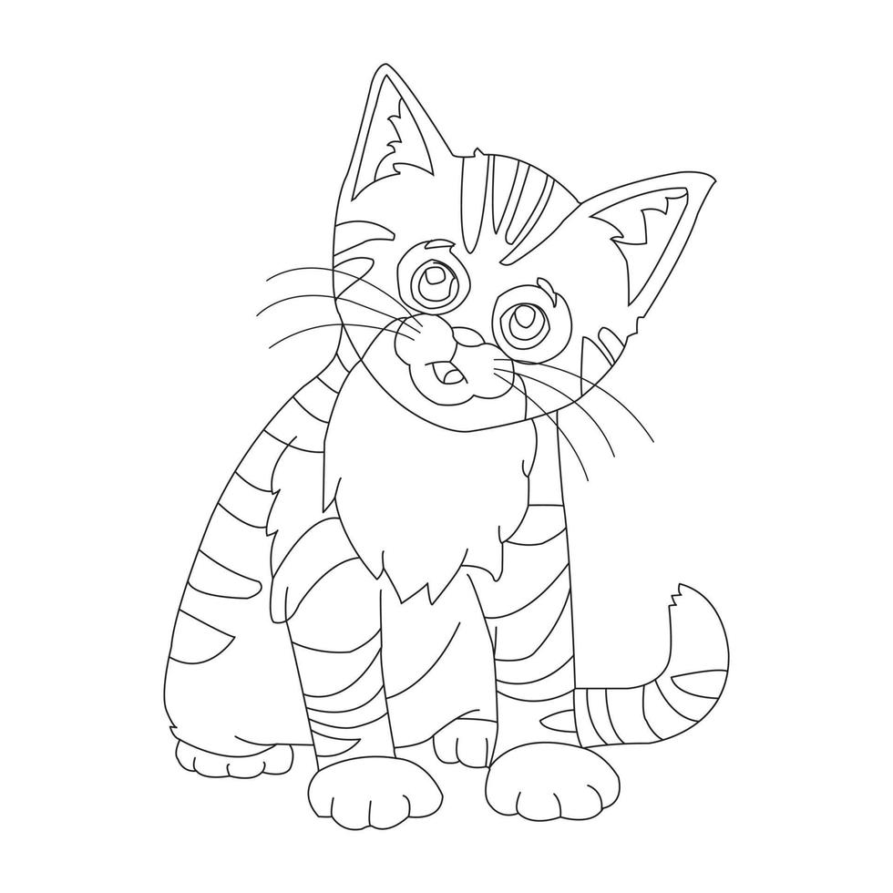 kleurplaat paginaoverzicht van schattige kat dier kleurplaat cartoon vectorillustratie vector