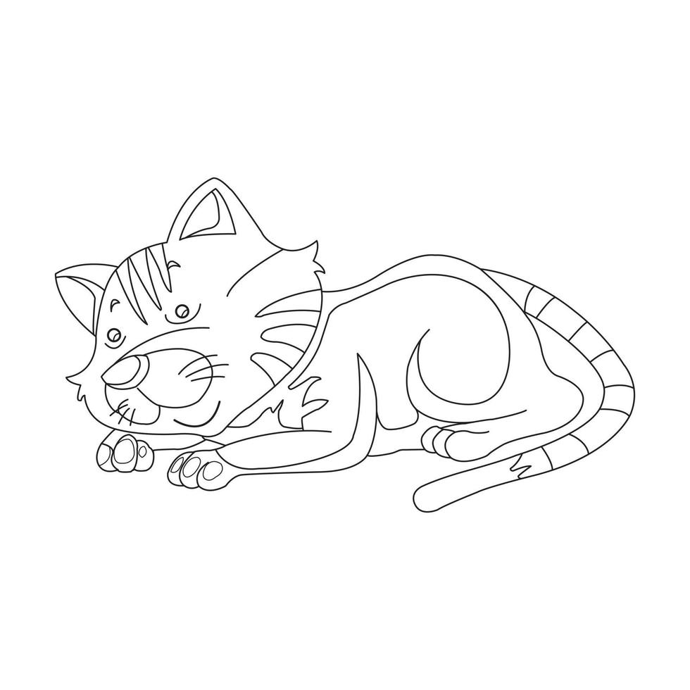 kleurplaat paginaoverzicht van schattige kat dier kleurplaat cartoon vectorillustratie vector