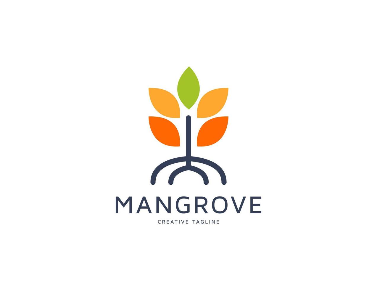 modern kleurrijk mangroveboomlogo met bladeren vector