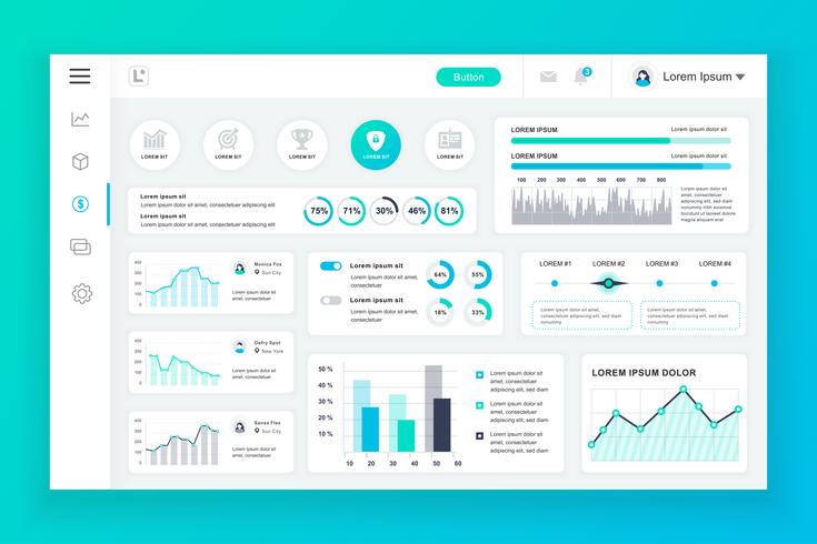 Dashboard admin vector ontwerpsjabloon