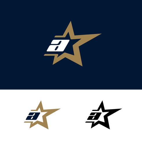 Letter A-logosjabloon met Star-designelement. Vector illustra