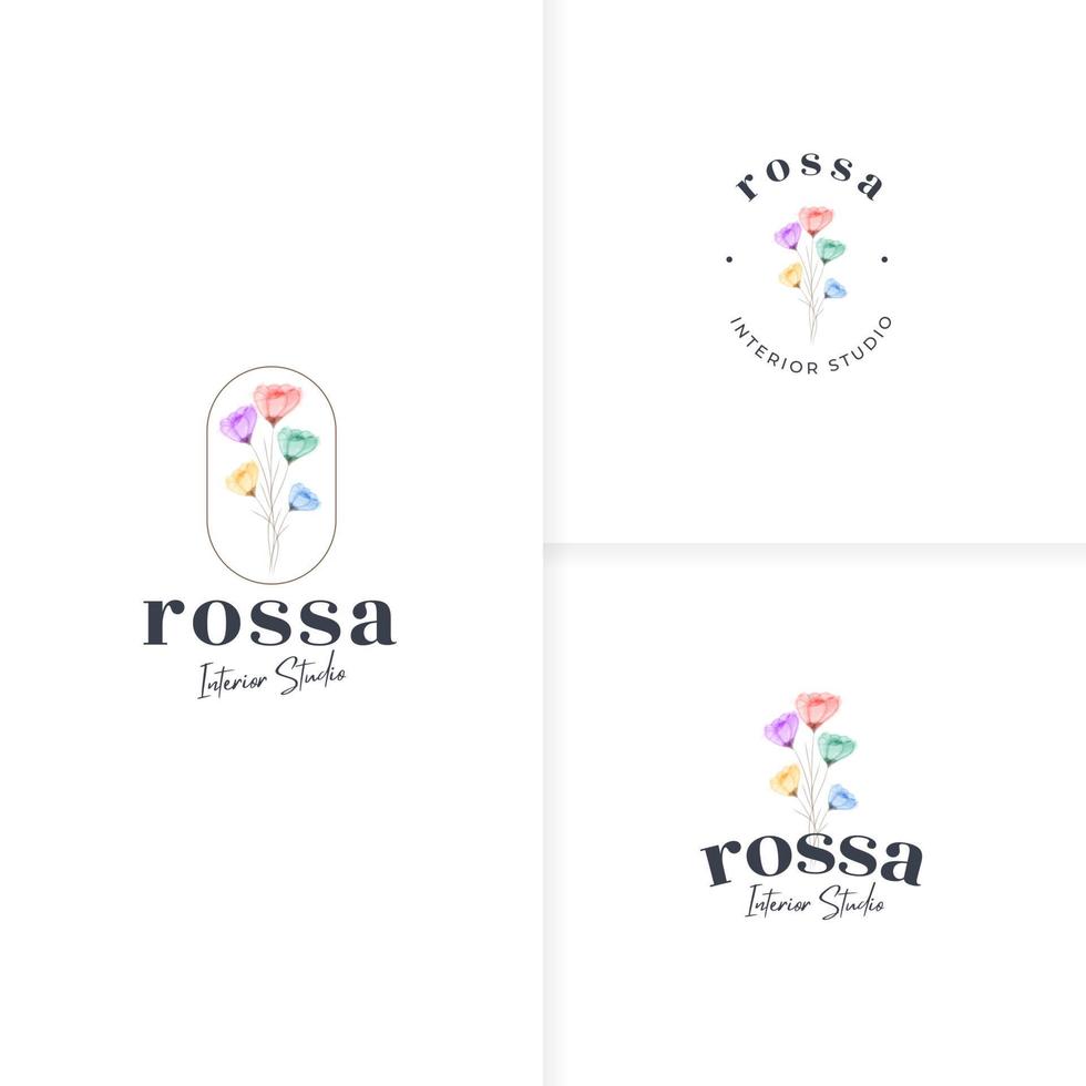 mooie handgetekende kleurrijke bloem logo sjabloon vector