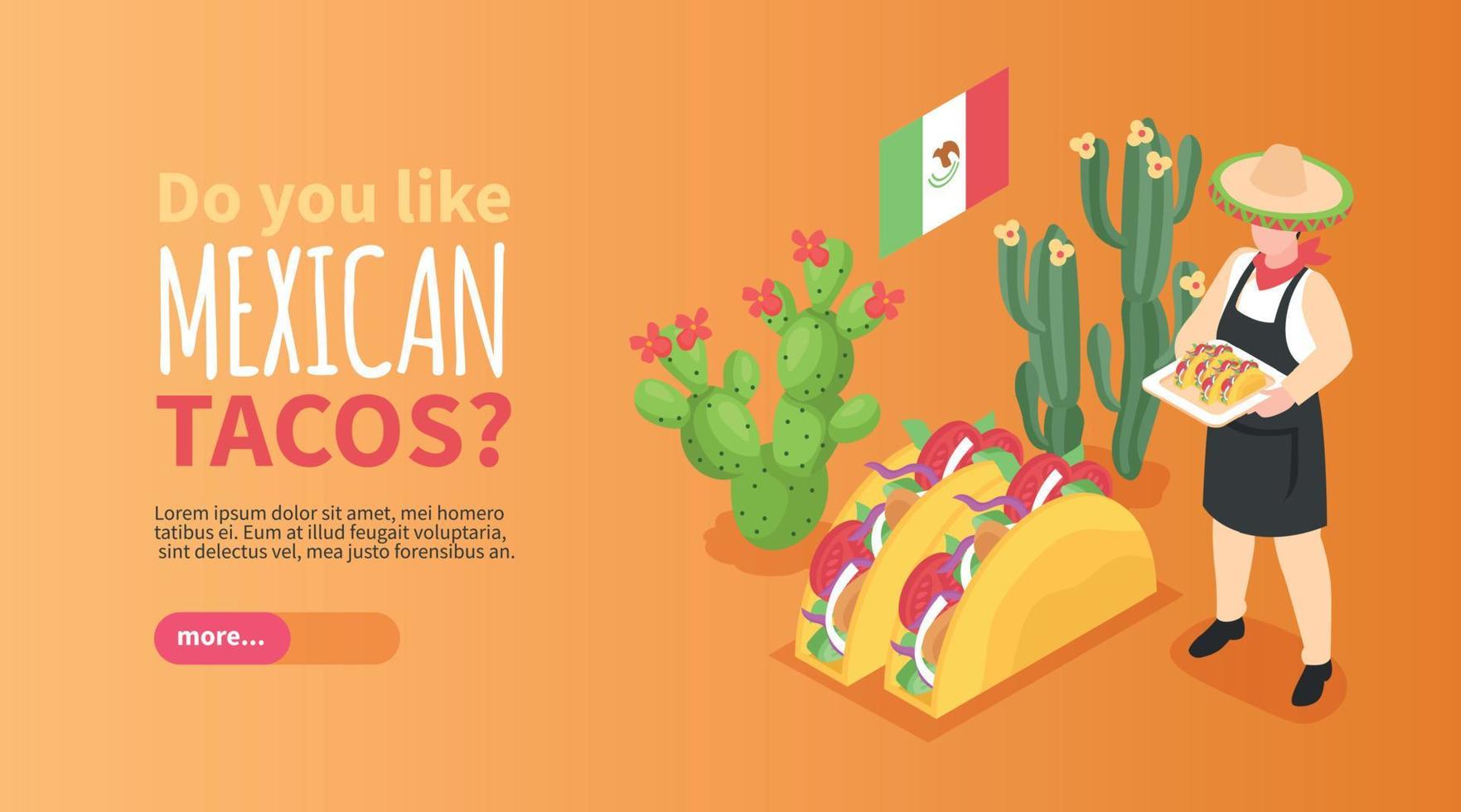 Mexicaanse keuken horizontale banner vector