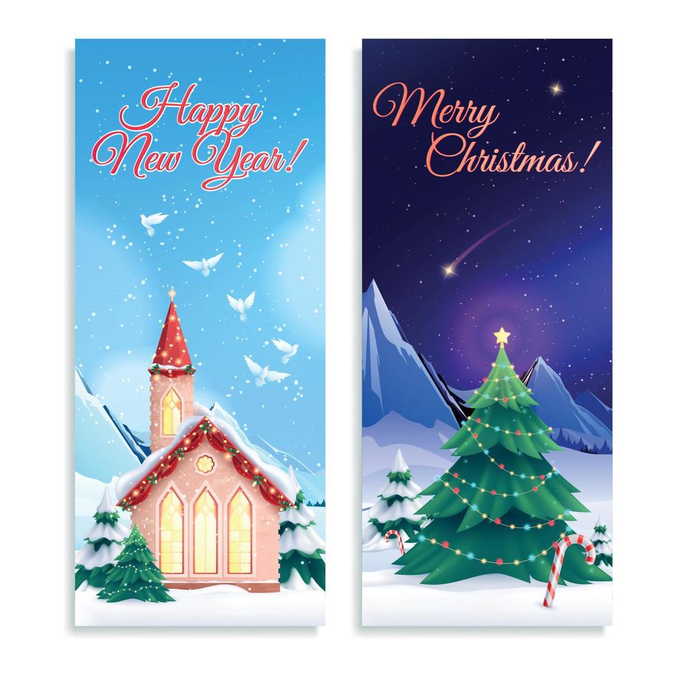 kersthuizen verticale banners vector