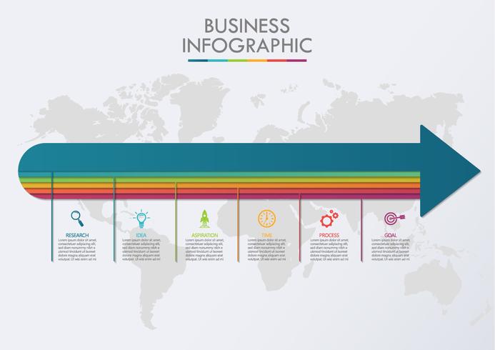 Visualisatie van bedrijfsgegevens. tijdlijn infographic pictogrammen ontworpen voor abstracte achtergrond sjabloon. vector