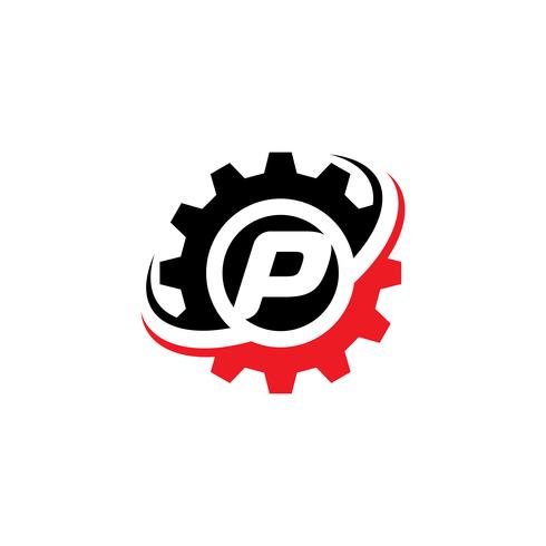 Letter P Gear Logo ontwerpsjabloon vector