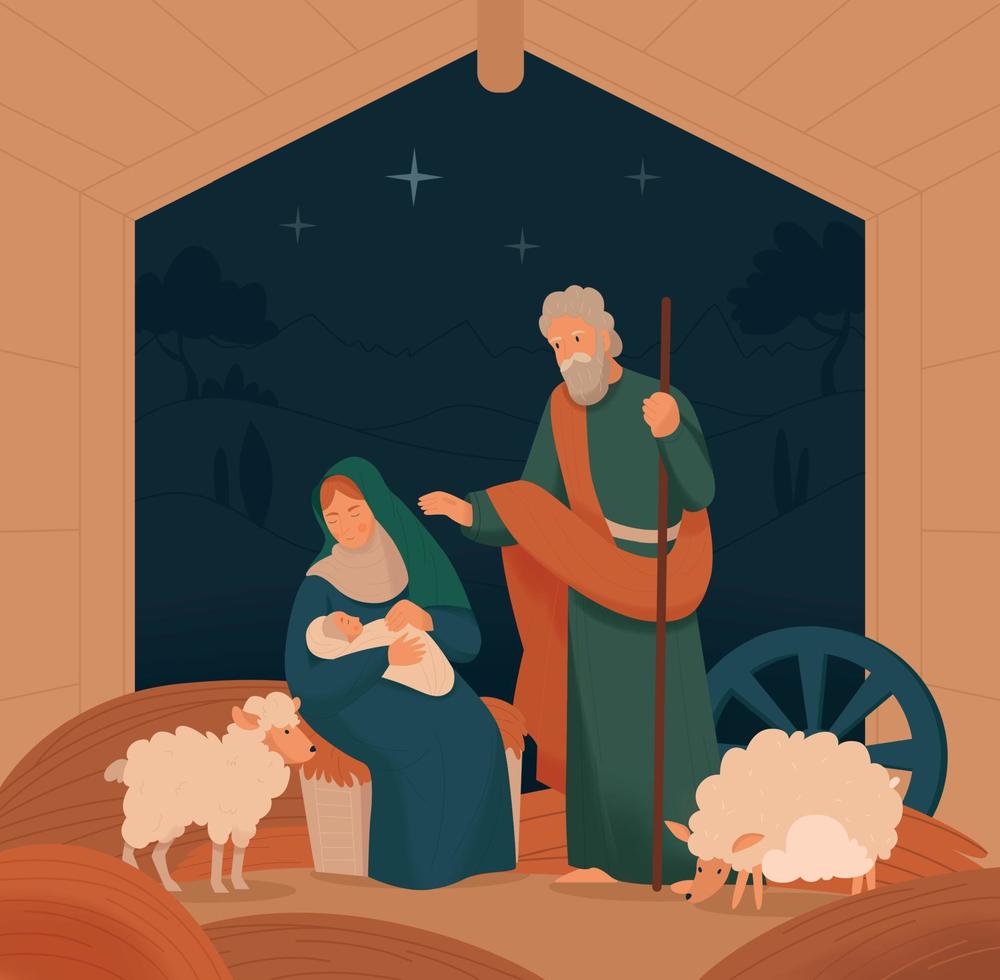 christus bijbel verhaal kerst compositie vector