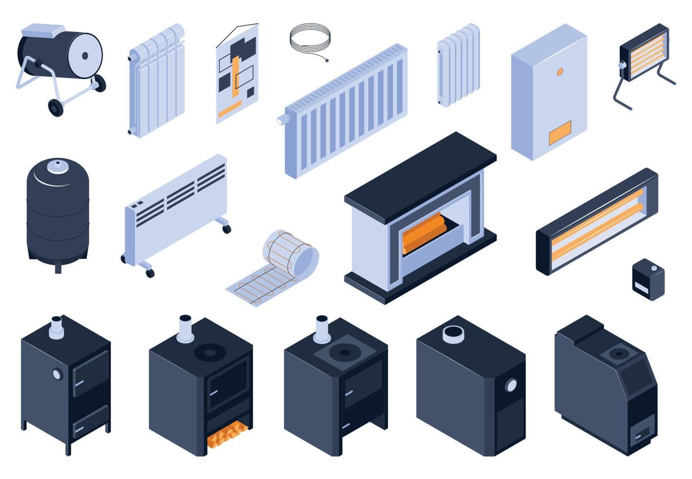 verwarmings- en ketelkleurenset vector