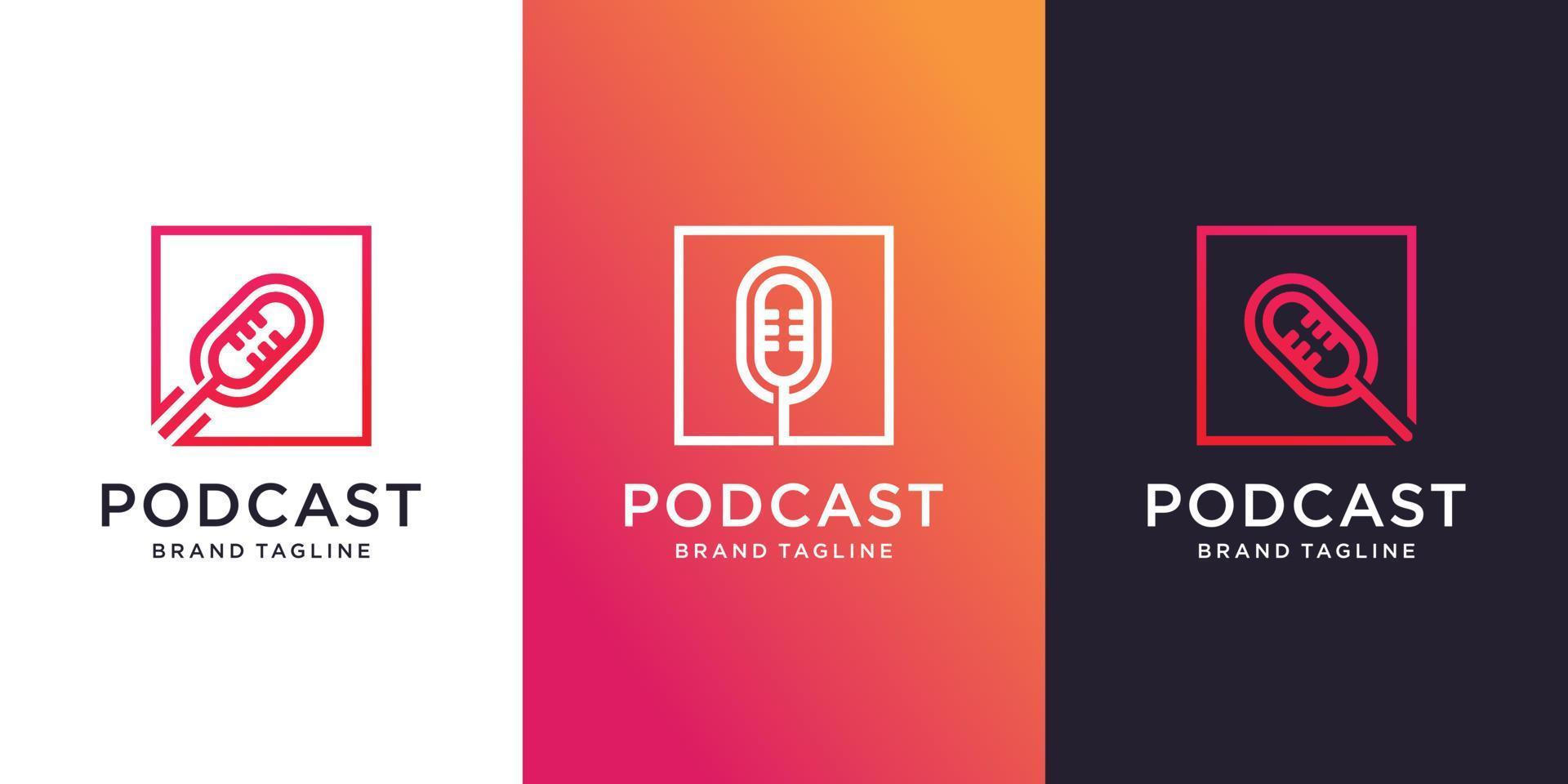 podcast box logo sjabloon met ander element concept premium vector