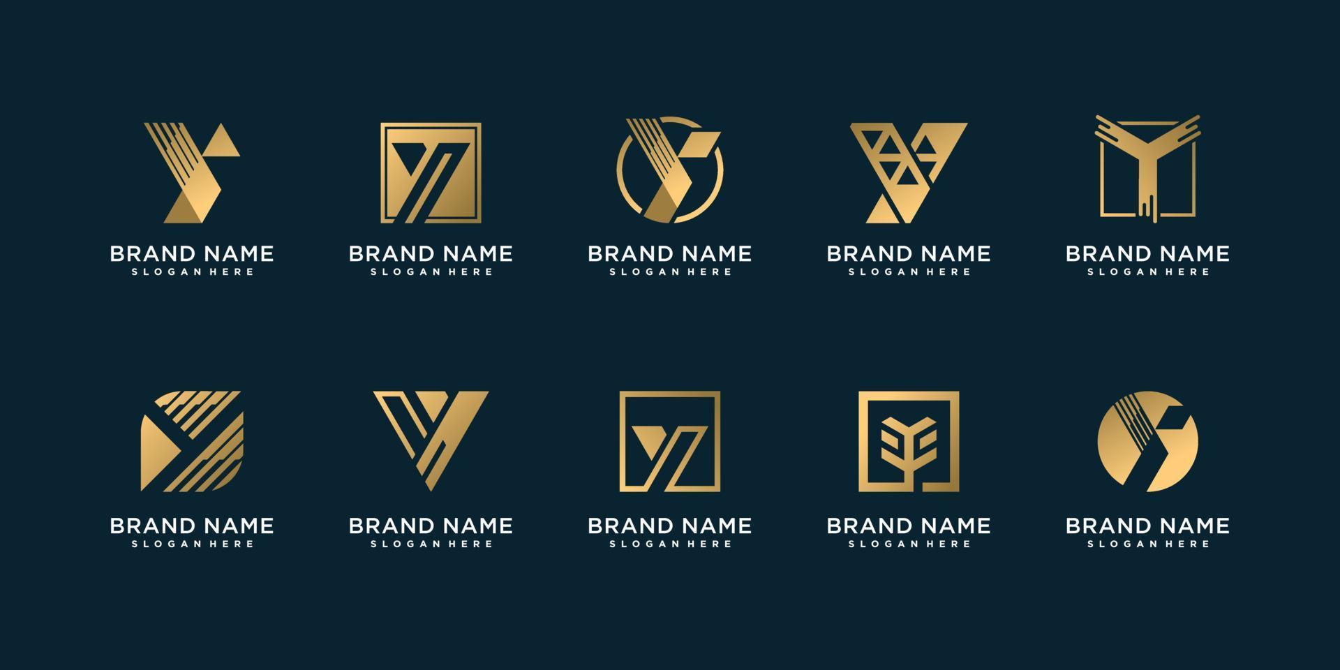 set van letter y logo-collectie met gouden unieke stijl premium vector