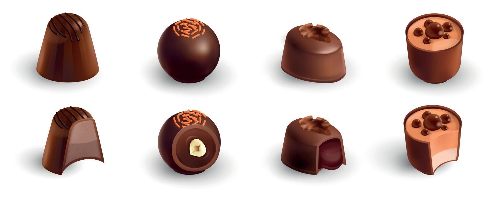 realistische choco snoepjes set vector