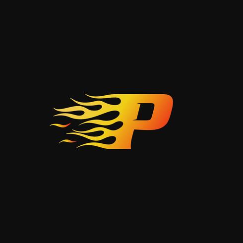 letter P Brandende vlam logo ontwerpsjabloon vector