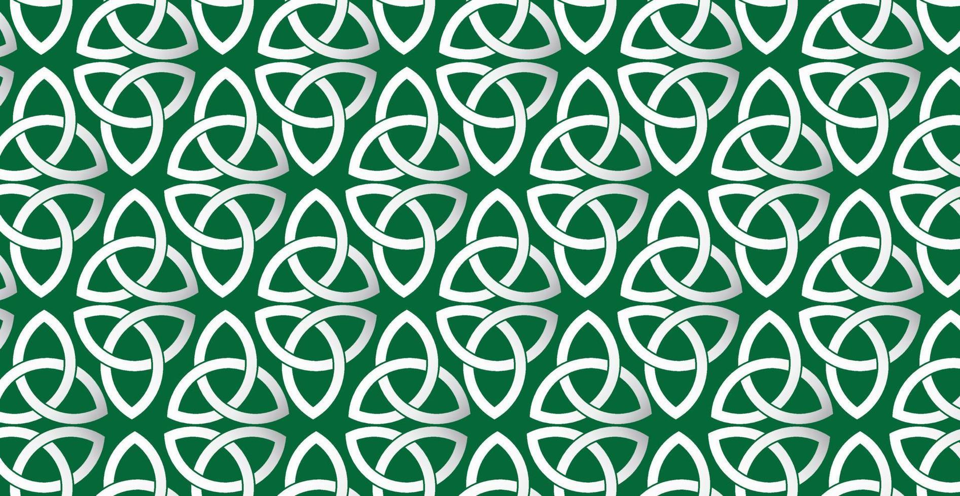 Keltisch triquetra symbolen patroon. elegant ornament op groene achtergrond. Ierse st. Patrick's dag. vector illustratie