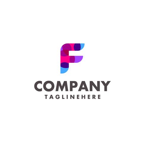 abstracte kleurrijke letter F logo ontwerp voor bedrijf met moderne neon kleur vector