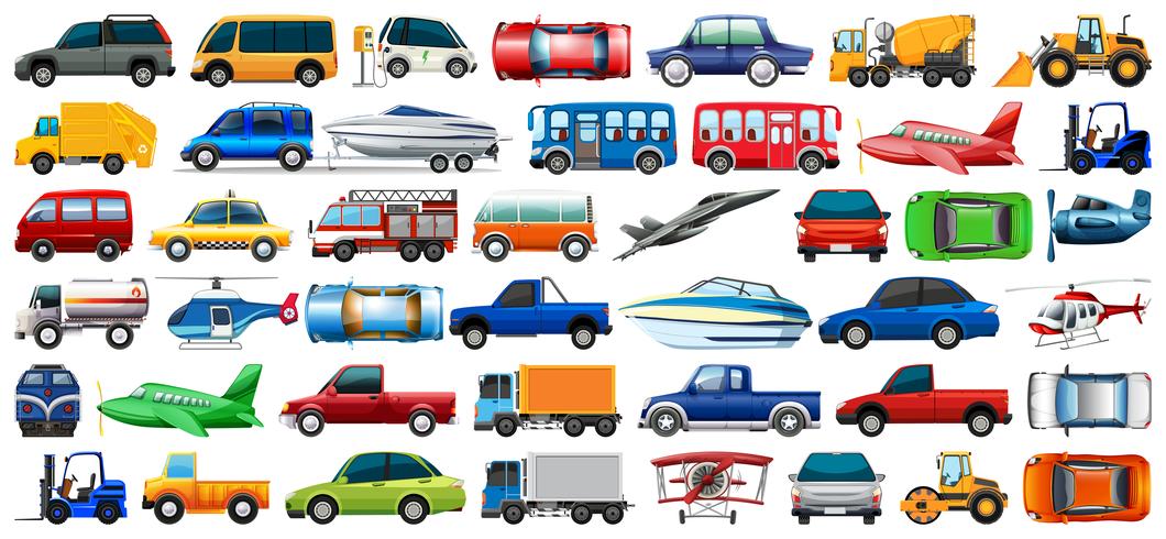 Set van transportvoertuig vector