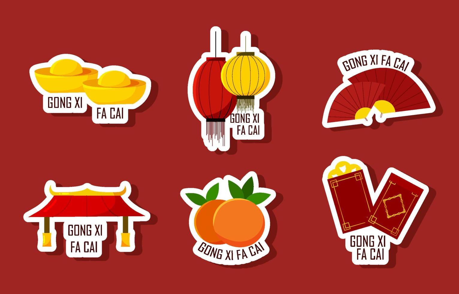 sticker gong xi fa cai vector