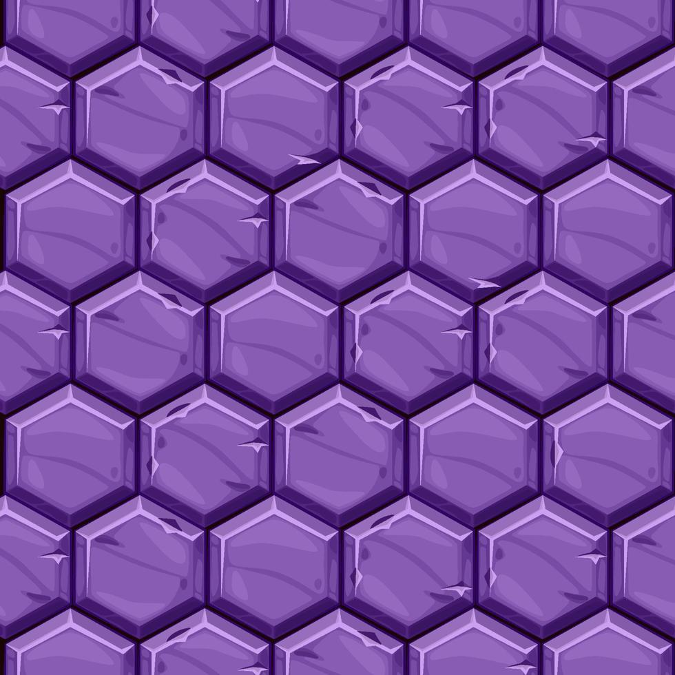 naadloos structuurpatroon van heldere paarse zeshoekige stenen tegels. achtergrond vintage bestrating geometrische tegels. vector