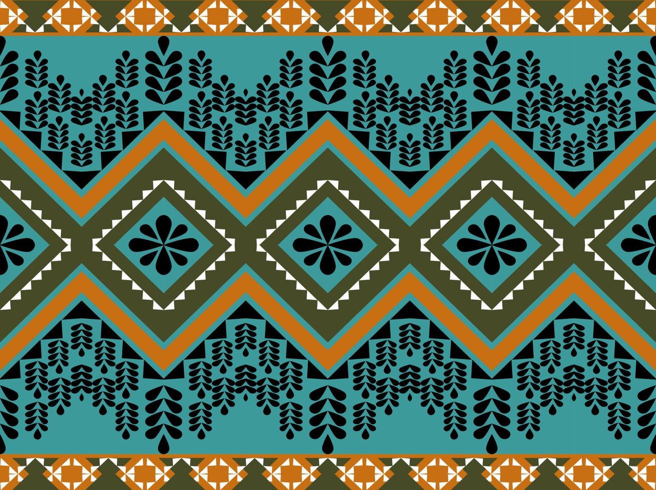etnische boho traditie Mexicaanse naadloze patroon in groen oranje en zwarte kleur met natuurlijke vorm kan gebruiken voor stof achtergrond textiel of papier vector