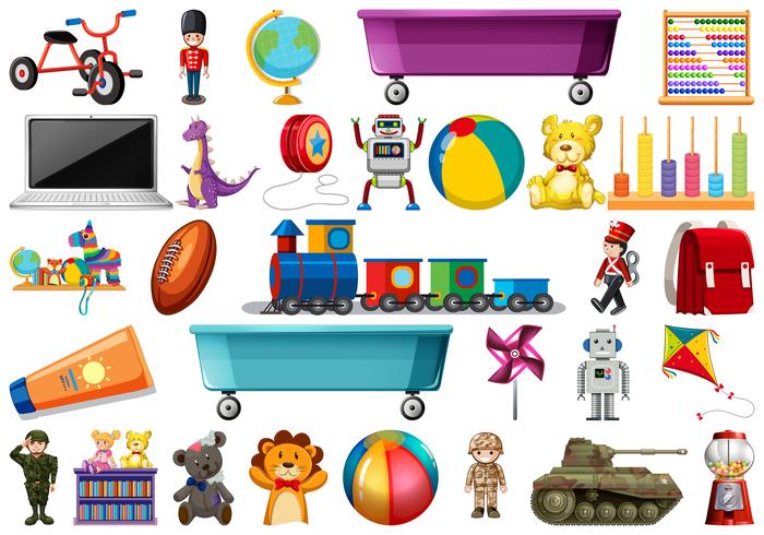 Set van kinderen speelgoed vector