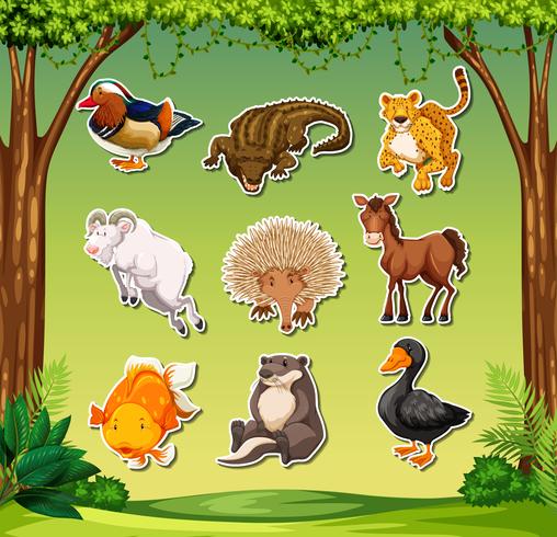 Set van dieren sticker pack vector