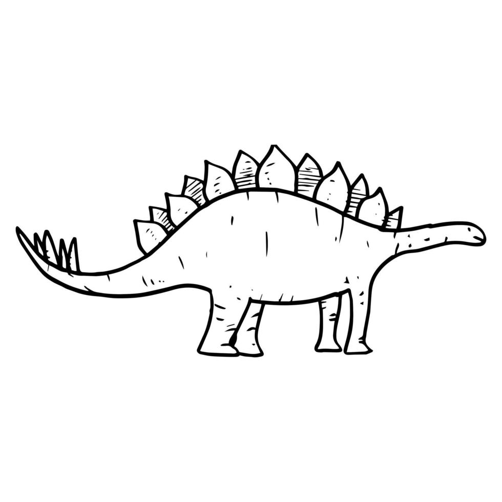 hand getrokken doodle stegosaurus vectorillustratie. cartoon stegosaurus geïsoleerd op een witte achtergrond voor de kleurplaat, posterontwerp, t-shirt print en sticker. vector