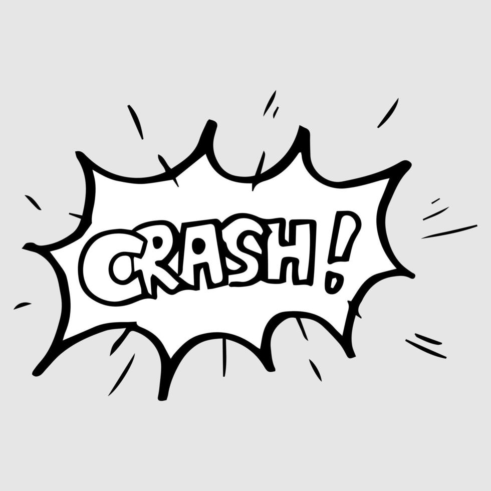 handgetekende komische tekstballonnen met emotie en tekst crash. vector doodle komische explosie cartoon illustraties geïsoleerd voor posters, banners, web en conceptontwerp