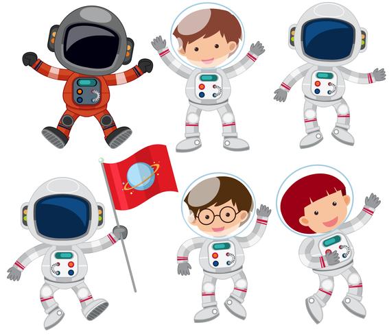 Een set van astronauten vector