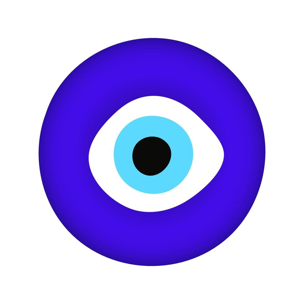 blauwe oosterse boze oog symbool amulet vlakke stijl ontwerp vectorillustratie. vector