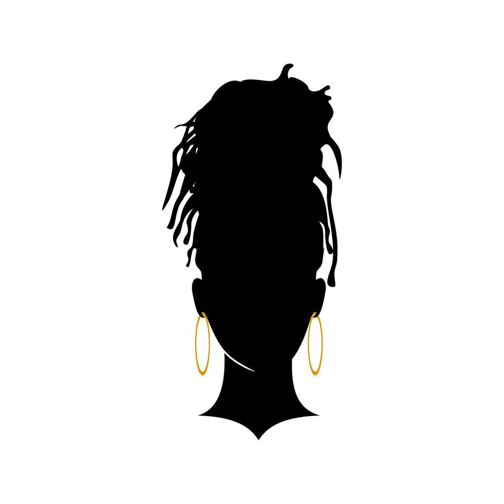 dreadlocks vrouw silhouet zwarte kleur vector