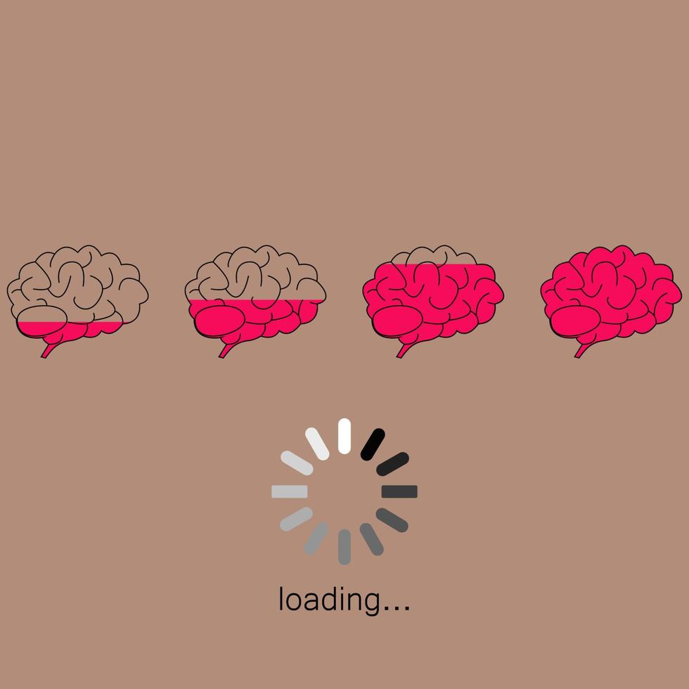 hersenen laden icoon. roze merg. voortgang vector