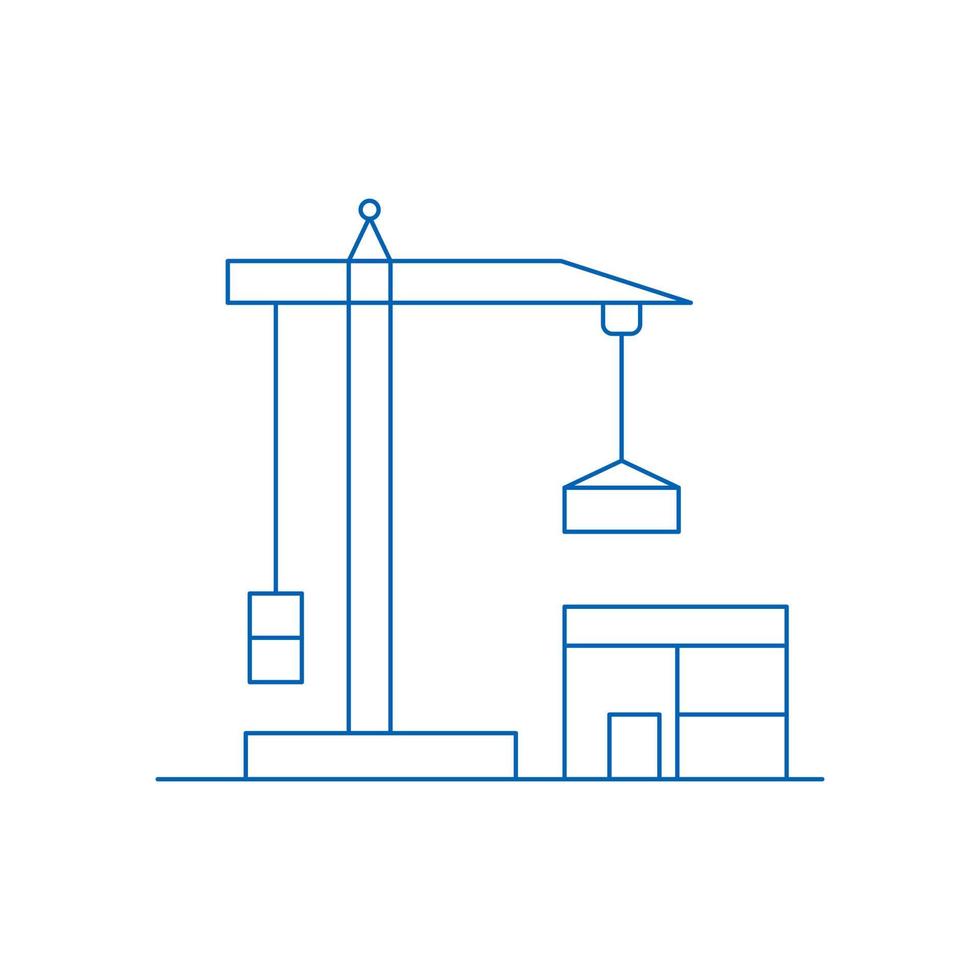 bouwwerkproces met bouwkraan. jenny met haak gebruikt in de bouwsector voor het heffen en laten zakken van gewichten. vector