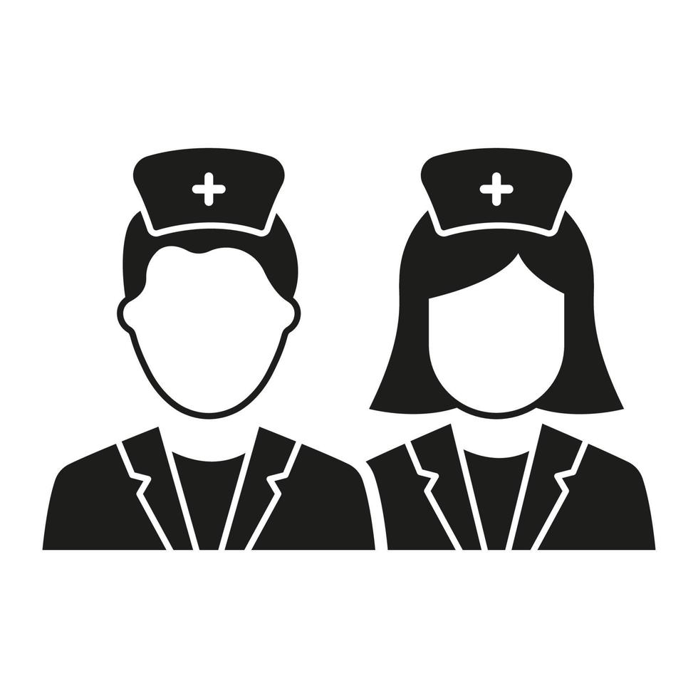 man, vrouw artsen silhouet icoon. mannelijke en vrouwelijke artsen specialist pictogram. twee medic professionele assistenten zwart pictogram. geïsoleerde vectorillustratie. vector