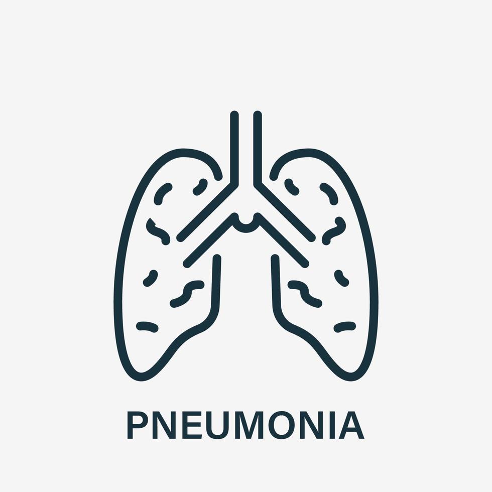 longontsteking longen lijn icoon. inflammatoire toestand van de longen. menselijke interne orgel lineaire pictogram. longontsteking, astma, virale ziekte concept. vectorillustratie. vector