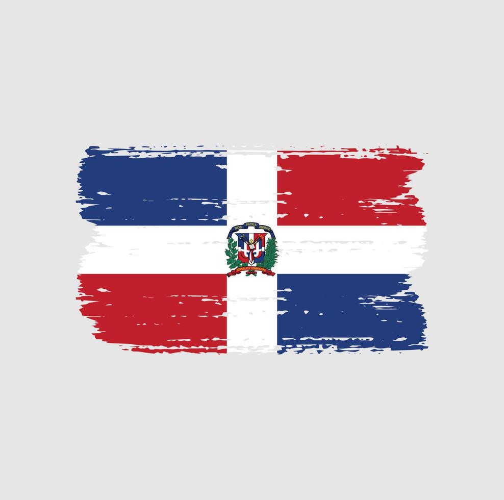 vlag van Dominicaanse Republiek met penseelstijl vector