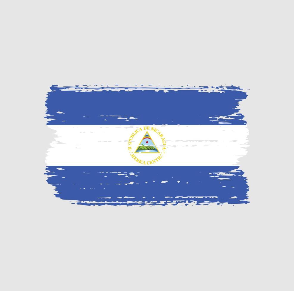 vlag van nicaragua met penseelstijl vector