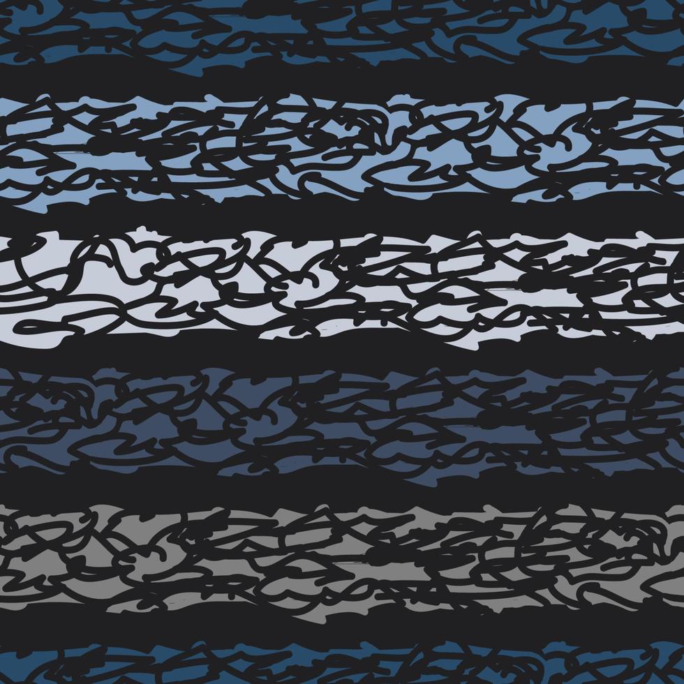 grunge ruwe gestreepte vector naadloze patroon. handgeschilderde borstel feestelijke, vrolijke gestreepte achtergrond. ongelijke Krabbel bars textuur. zwarte, blauwe, grijze strepen.