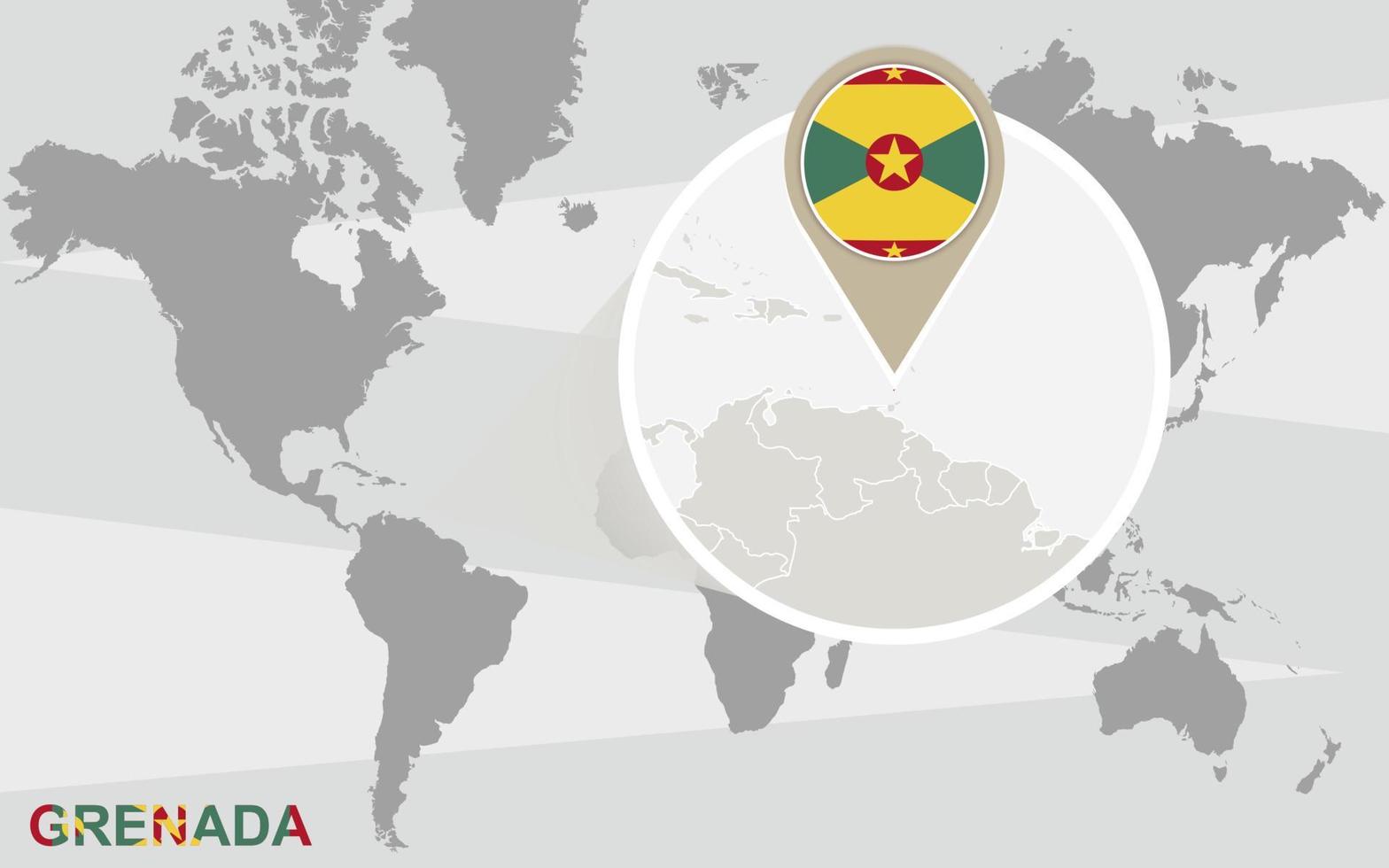 wereldkaart met vergroot grenada vector