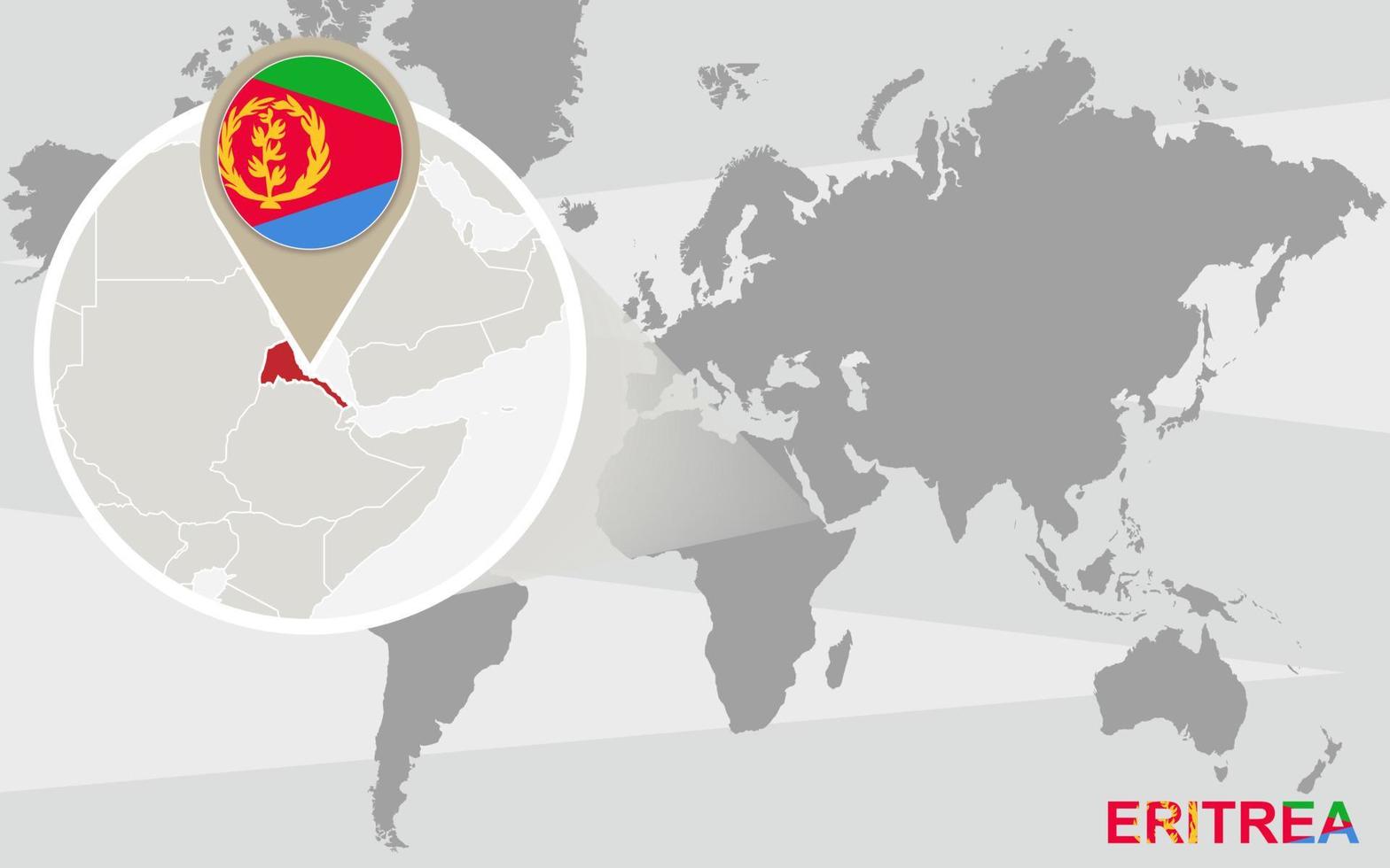 wereldkaart met vergrote eritrea vector