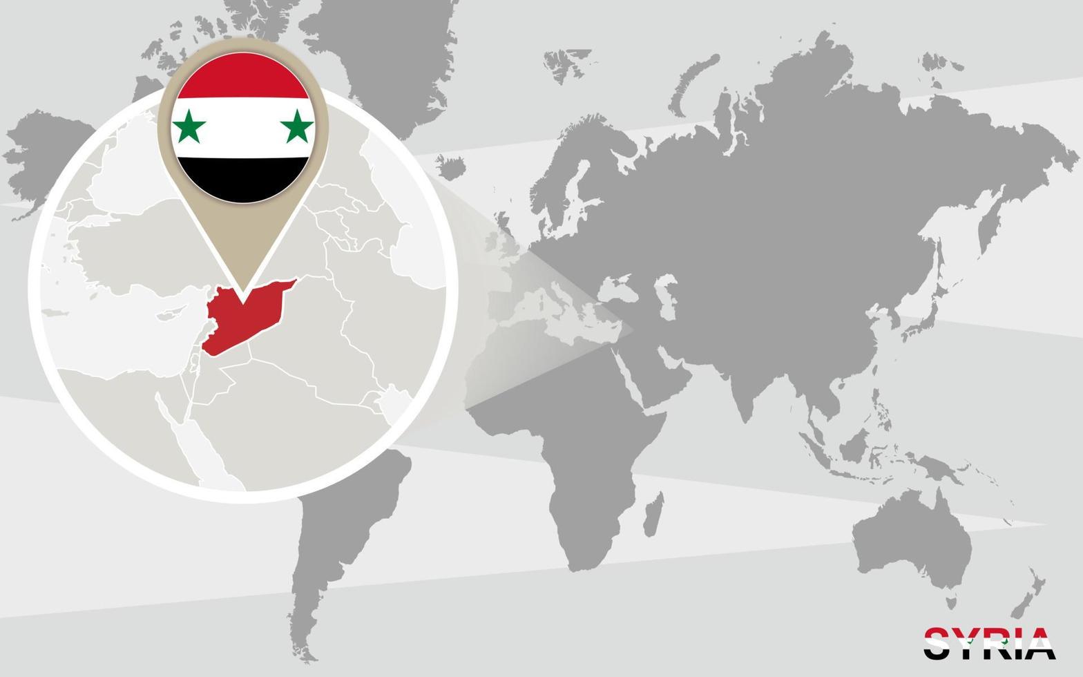 wereldkaart met vergroot syrië vector