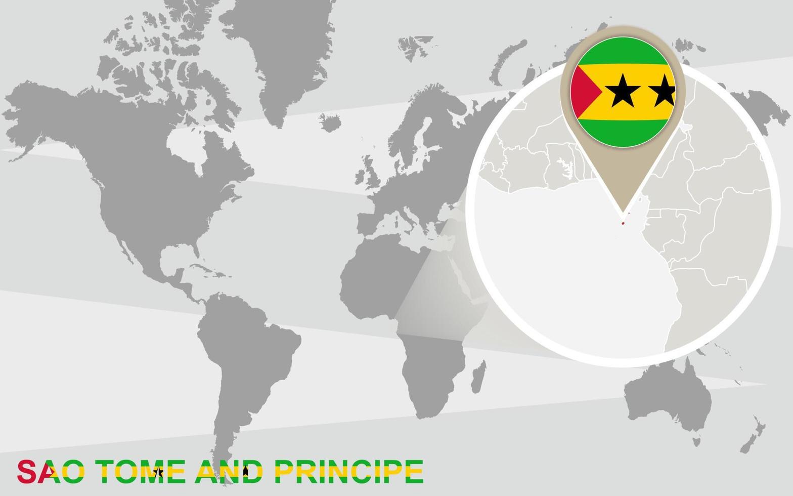 wereldkaart met vergrote sao tome en principe vector