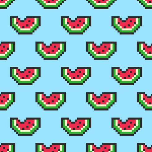 pixel kunst watermeloen plakjes naadloze patroon vector
