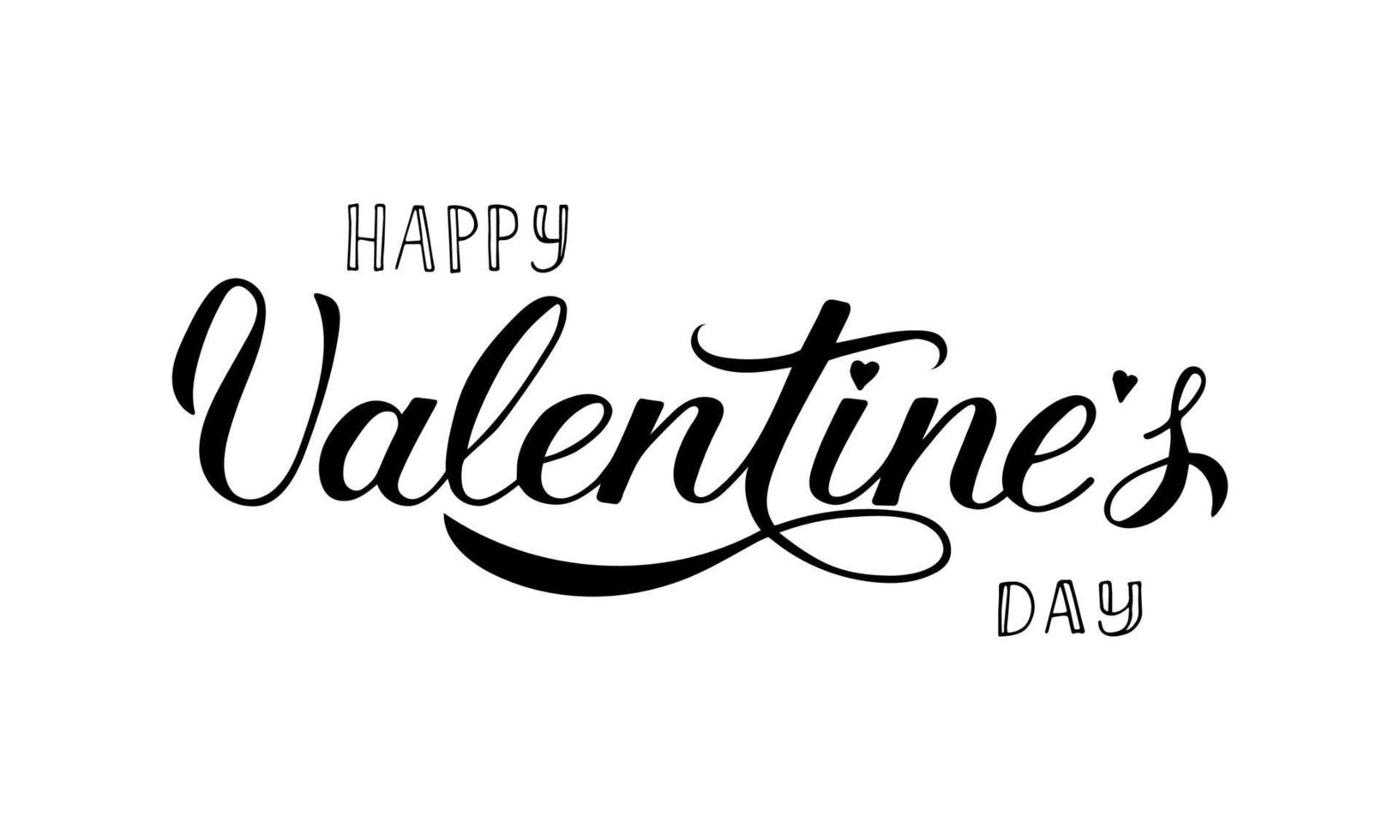 happy Valentijnsdag kalligrafie belettering geïsoleerd op wit. hand getekende viering poster. gemakkelijk te bewerken vectorsjabloon vector