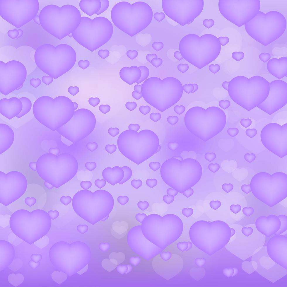 ultra violet harten 3d achtergrond. Valentijnsdag glanzende wenskaart. romantische vectorillustratie. gemakkelijk te bewerken ontwerpsjabloon. vector